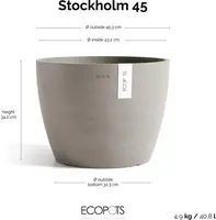 Ecopots kunststof bloempot stockholm 45x34 cm taupe     - afbeelding 4