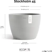 Ecopots kunststof bloempot stockholm 45x34 cm witgrijs     - afbeelding 4