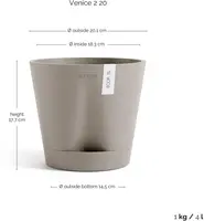Ecopots kunststof bloempot venice 2 20x17.1 cm taupe     - afbeelding 3