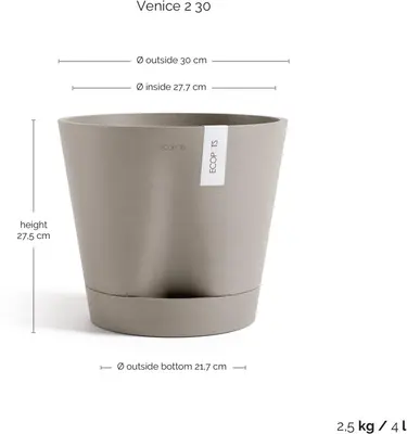 Ecopots kunststof bloempot venice 2 30x27.5 cm taupe     - afbeelding 3