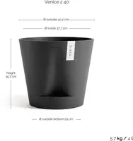 Ecopots kunststof bloempot venice 2 40.2x35.7 cm donkergrijs     - afbeelding 3