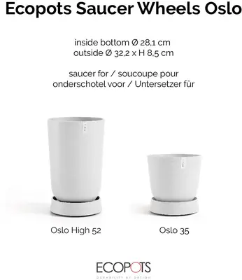 Ecopots kunststof oslo schotel met wielen 32.2x8.5 cm puurwit     - afbeelding 7