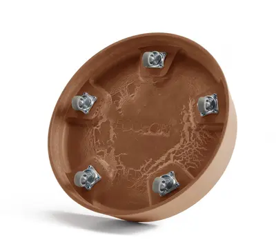 Ecopots kunststof oslo schotel met wielen 32.2x8.5 cm terracotta     - afbeelding 3