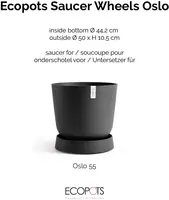 Ecopots kunststof oslo schotel met wielen 50x10.5 cm donkergrijs     - afbeelding 3