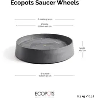 Ecopots kunststof oslo schotel met wielen 50x10.5 cm grijs     - afbeelding 4