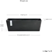 Ecopots kunststof plantenbak bruges 45x17x17 cm donkergrijs     - afbeelding 3