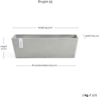 Ecopots kunststof plantenbak bruges 55x17x17 cm witgrijs     - afbeelding 3