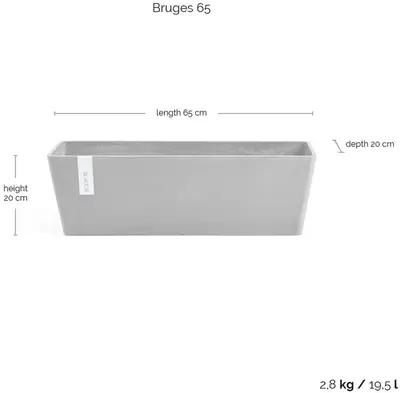 Ecopots kunststof plantenbak bruges 65x20x20 cm grijs     - afbeelding 3