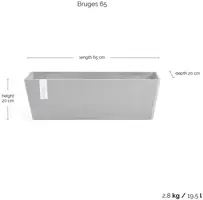 Ecopots kunststof plantenbak bruges 65x20x20 cm grijs     - afbeelding 3