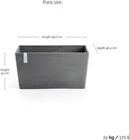 Ecopots kunststof plantenbak paris 100x32x49cm grijs     - afbeelding 3