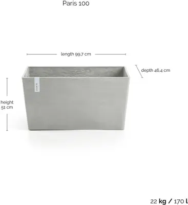 Ecopots kunststof plantenbak paris 100x32x51cm witgrijs     - afbeelding 4
