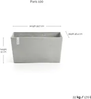 Ecopots kunststof plantenbak paris 100x32x51cm witgrijs     - afbeelding 4