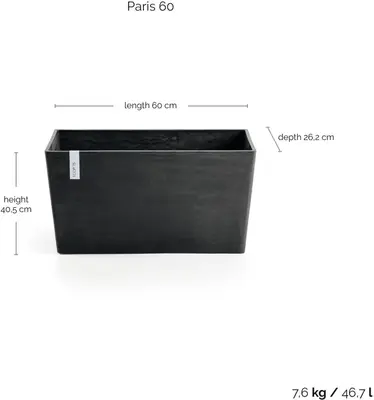 Ecopots kunststof plantenbak paris 60x26.2x40.5cm donker grijs     - afbeelding 3