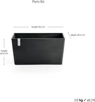 Ecopots kunststof plantenbak paris 60x26.2x40.5cm donkergrijs     - afbeelding 3