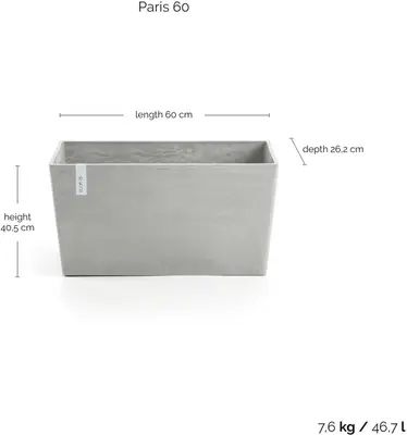 Ecopots kunststof plantenbak paris 60x26x40.5cm witgrijs     - afbeelding 4