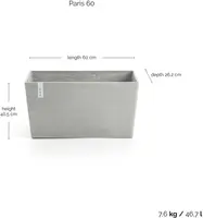 Ecopots kunststof plantenbak paris 60x26x40.5cm witgrijs     - afbeelding 4
