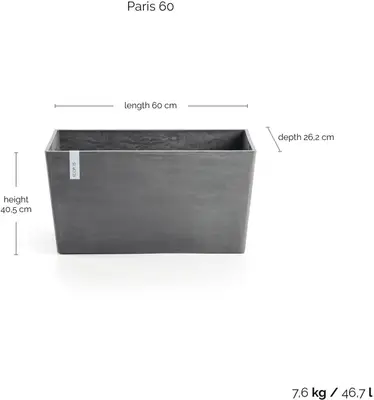 Ecopots kunststof plantenbak paris 60x26x40cm grijs     - afbeelding 4