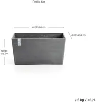 Ecopots kunststof plantenbak paris 60x26x40cm grijs     - afbeelding 4