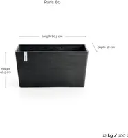 Ecopots kunststof plantenbak paris 80.3x38x40.5cm donkergrijs     - afbeelding 4