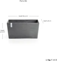Ecopots kunststof plantenbak paris 80x38x40.5cm donker grijs     - afbeelding 3