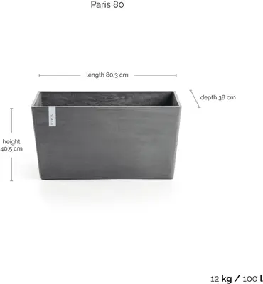 Ecopots kunststof plantenbak paris 80x38x40.5cm grijs     - afbeelding 3