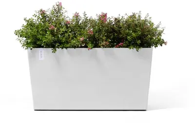 Ecopots kunststof plantenbak paris met wielen 100.5x39.6x51.8cm puurwit     - afbeelding 3
