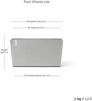 Ecopots kunststof plantenbak paris met wielen 85.2x39.5x65.8cm witgrijs     - afbeelding 8