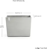 Ecopots kunststof plantenbak paris met wielen 85.2x39.5x65.8cm witgrijs     - afbeelding 4