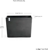 Ecopots kunststof plantenbak paris met wielen 85.2x39.5x65.8cm donkergrijs     - afbeelding 4