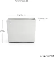 Ecopots kunststof plantenbak paris met wielen 85.2x39.5x65.8cm puurwit     - afbeelding 5