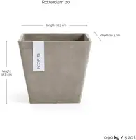 Ecopots kunststof plantenbak rotterdam 20x20x17.5 cm taupe     - afbeelding 3