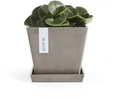 Ecopots kunststof plantenbak rotterdam 20x20x17.5 cm taupe     - afbeelding 4