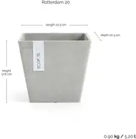 Ecopots kunststof plantenbak rotterdam 20x20x17.5 cm witgrijs     - afbeelding 3
