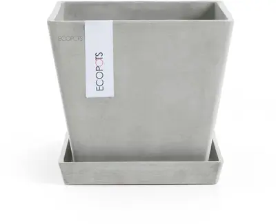 Ecopots kunststof plantenbak rotterdam 20x20x17.5 cm witgrijs     - afbeelding 4