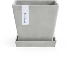 Ecopots kunststof plantenbak rotterdam 20x20x17.5 cm witgrijs     - afbeelding 4