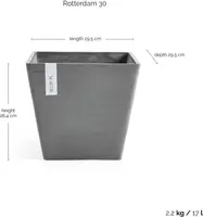 Ecopots kunststof plantenbak rotterdam 30x30x26 cm grijs     - afbeelding 3