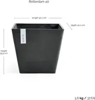 Ecopots kunststof plantenbak rotterdam 40x40x35 cm donkergrijs     - afbeelding 3