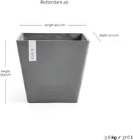 Ecopots kunststof plantenbak rotterdam 40x40x35 cm grijs     - afbeelding 3