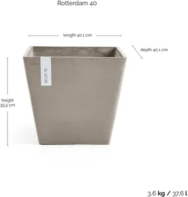 Ecopots kunststof plantenbak rotterdam 40x40x35 cm taupe     - afbeelding 3