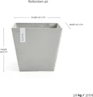 Ecopots kunststof plantenbak rotterdam 40x40x35 cm witgrijs     - afbeelding 3