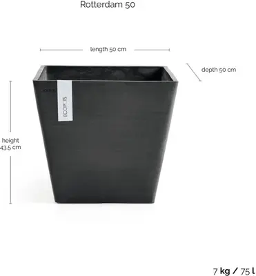 Ecopots kunststof plantenbak rotterdam 50x50x43.5 cm donkergrijs     - afbeelding 5