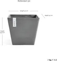 Ecopots kunststof plantenbak rotterdam 50x50x43.5 cm grijs     - afbeelding 5