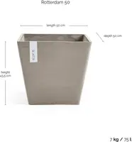 Ecopots kunststof plantenbak rotterdam 50x50x43.5 cm taupe     - afbeelding 5