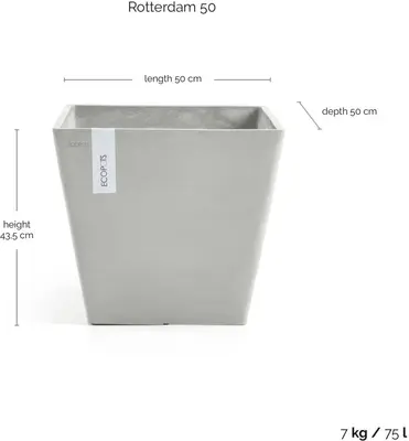 Ecopots kunststof plantenbak rotterdam 50x50x43.5 cm witgrijs     - afbeelding 5
