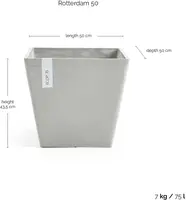 Ecopots kunststof plantenbak rotterdam 50x50x43.5 cm witgrijs     - afbeelding 5