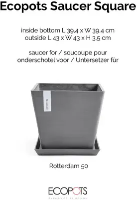 Ecopots kunststof rotterdam schotel 43x43x3.5 cm grijs     - afbeelding 2