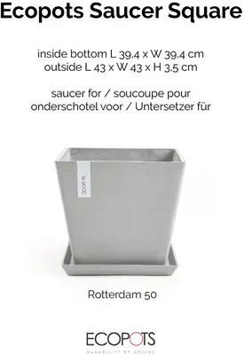 Ecopots kunststof rotterdam schotel 43x43x3.5 cm witgrijs     - afbeelding 2