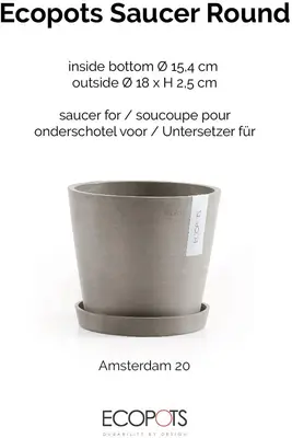 Ecopots kunststof schotel 20x2.5 cm taupe     - afbeelding 2
