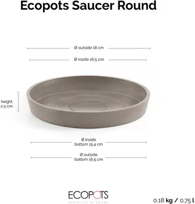 Ecopots kunststof schotel 20x2.5 cm taupe     - afbeelding 3