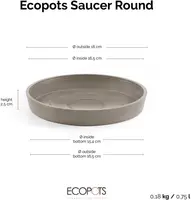 Ecopots kunststof schotel 20x2.5 cm taupe     - afbeelding 3